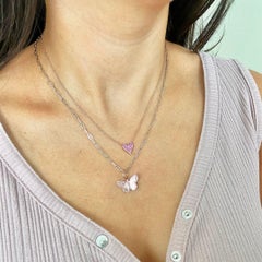 Mini Paperclip Link Chain Necklace 14K Italian White Gold