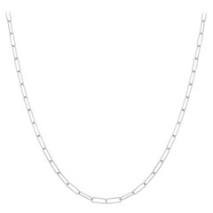 Mini collier à maillons en forme de clip en or blanc 14 carats d'Italie