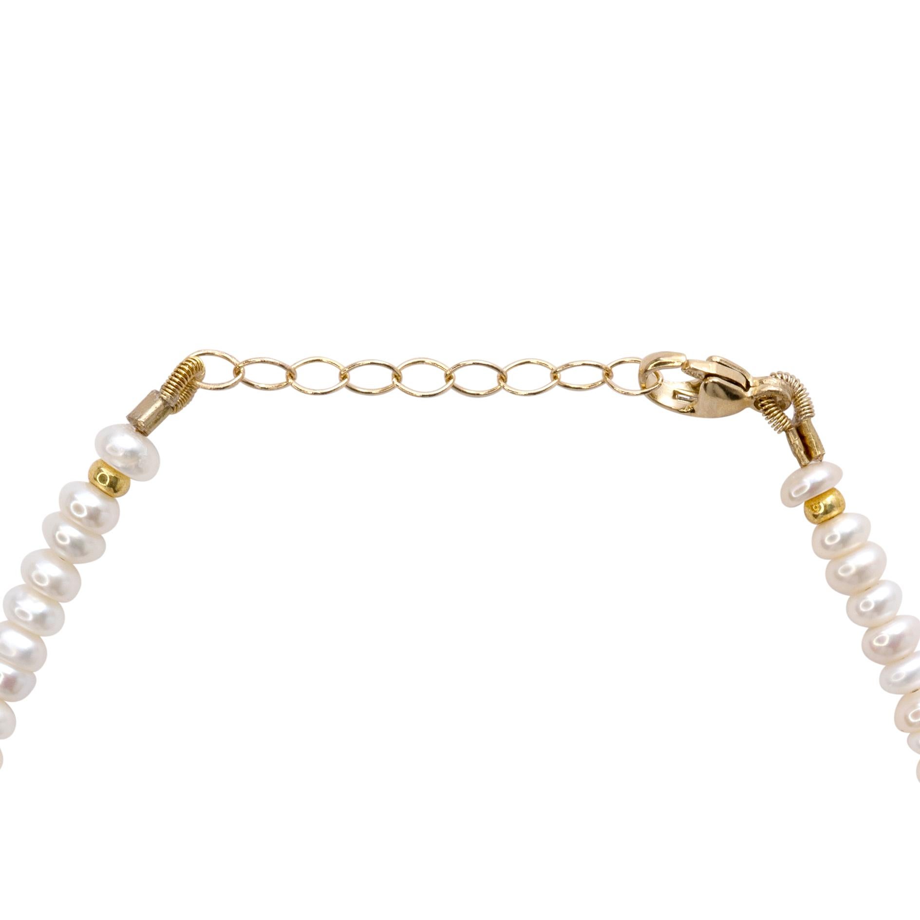 Artisan Mini Pearl Bracelet 14K Gold - by Bombyx House For Sale