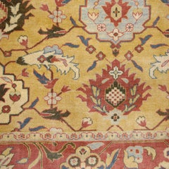 Hand-knotted Wool Persian Farahan Rug, Yellow and Pink, 3’ x 4’