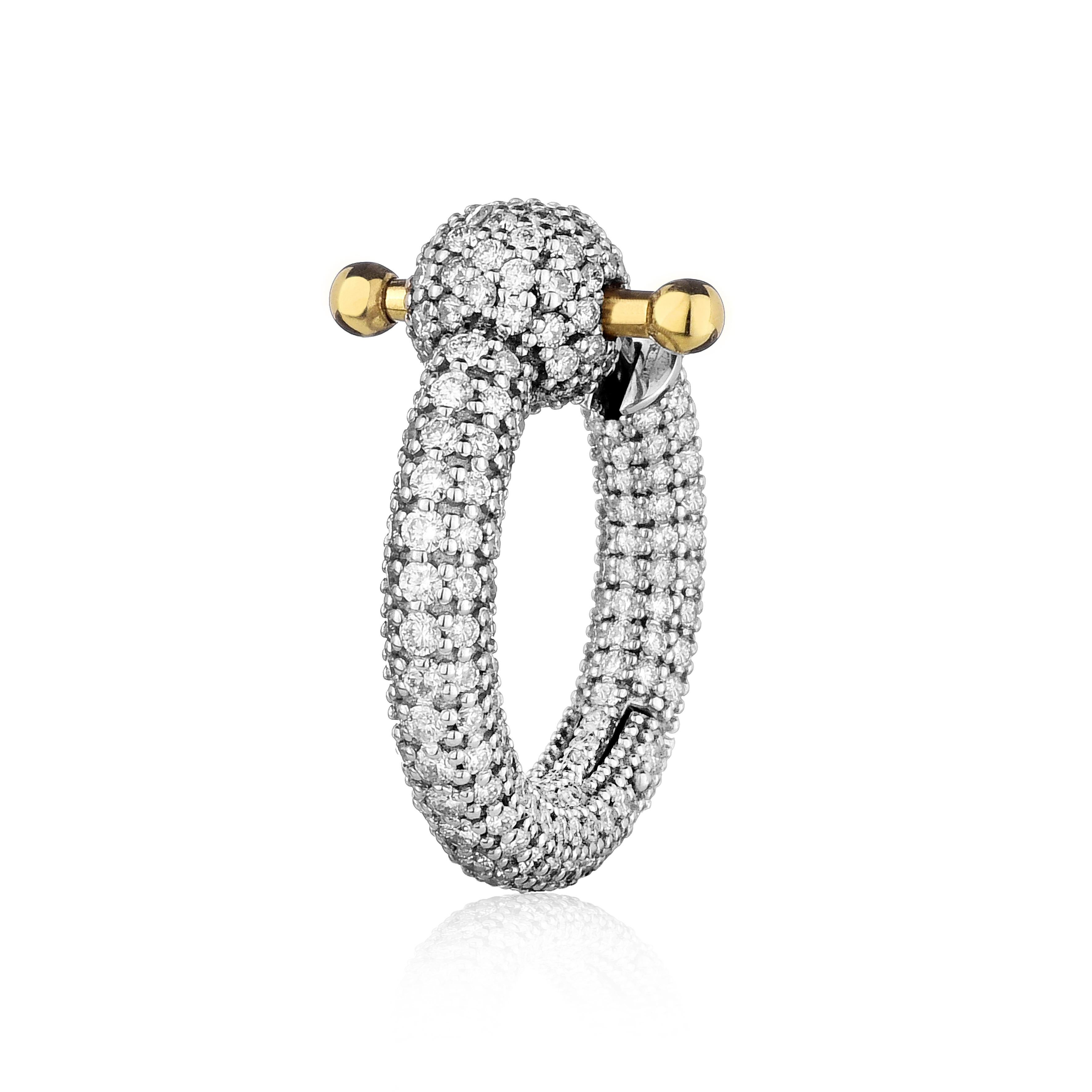 Mini-Piercing-Ohrring Weißgold Vollpavé im Zustand „Neu“ im Angebot in Milano, IT