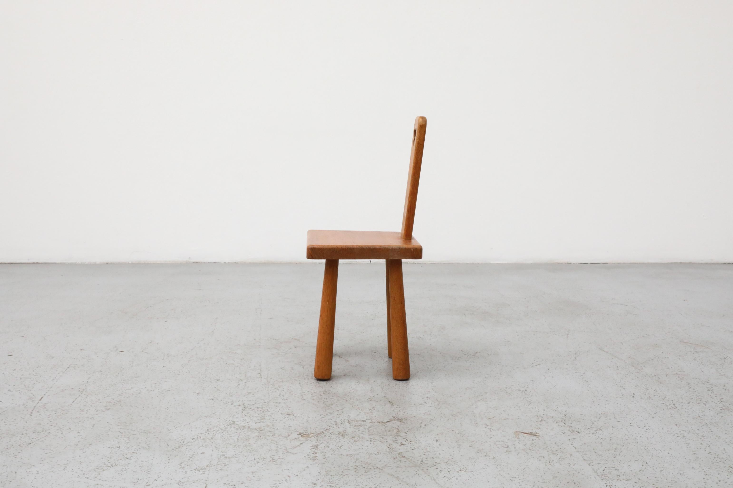 Mid-Century Modern Mini Pierre Chapo Style Solid Oak Fireside Chair For Sale
