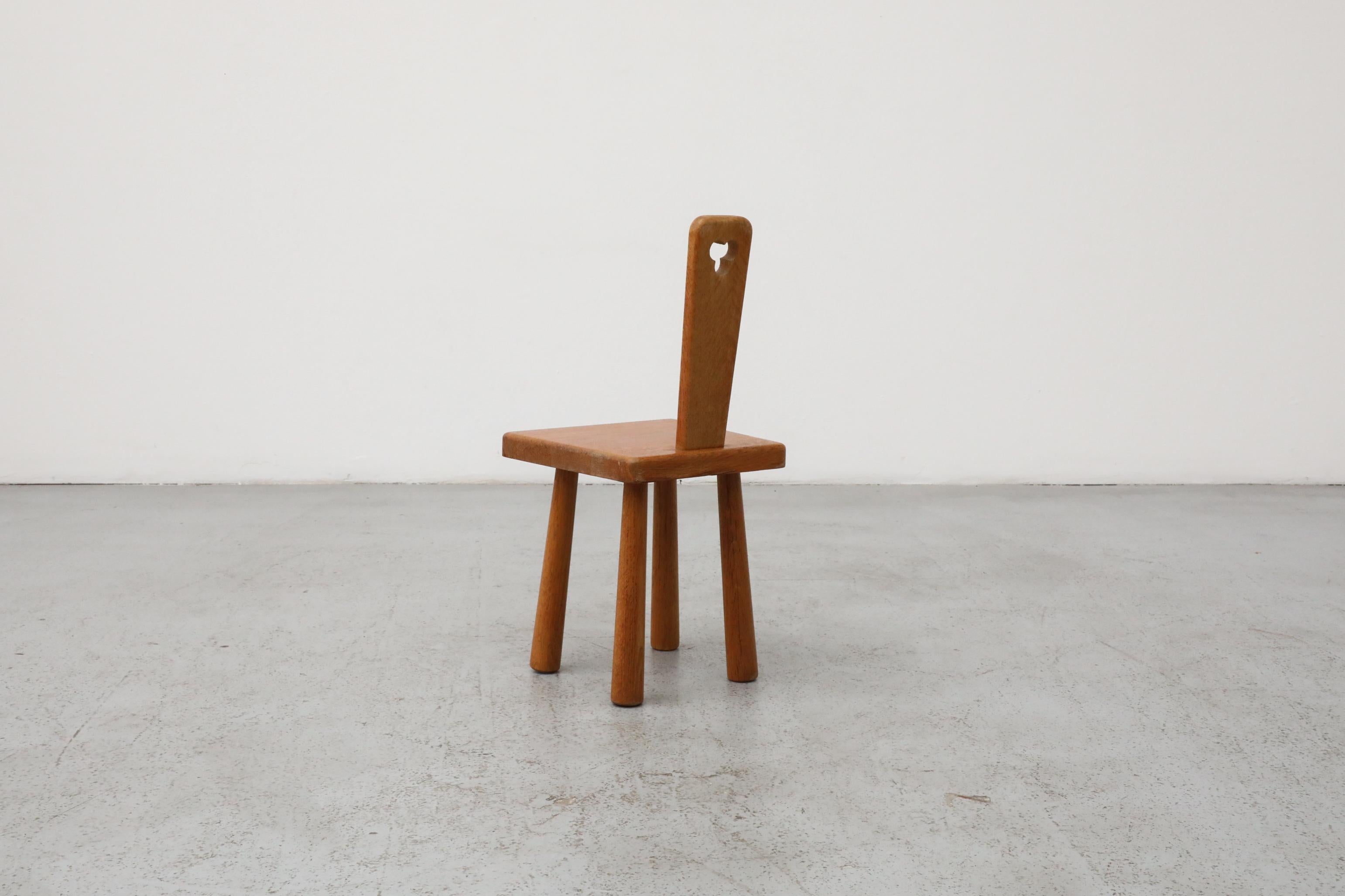 Dutch Mini Pierre Chapo Style Solid Oak Fireside Chair For Sale
