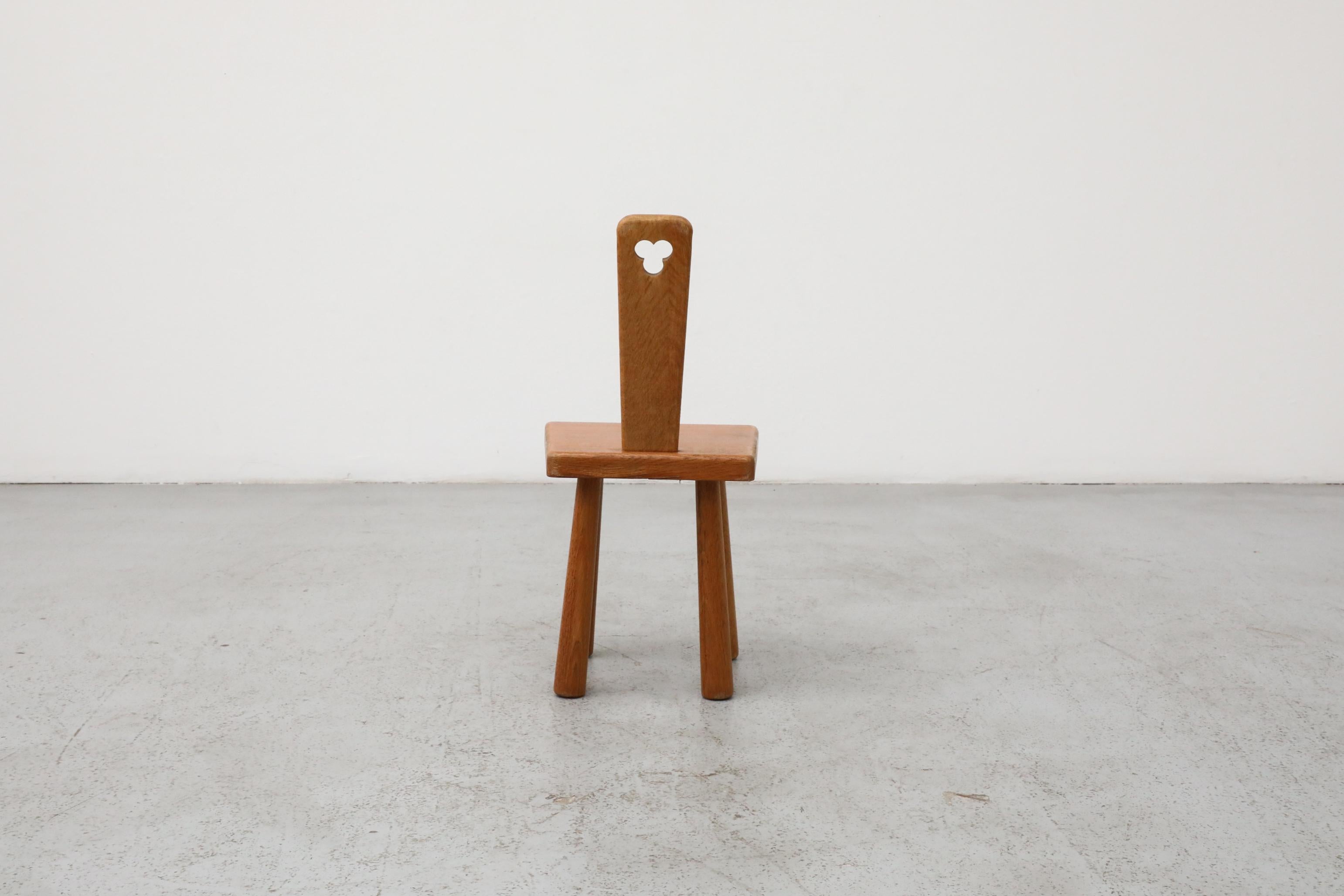 Mini Pierre Chapo Style Solid Oak Fireside Chair In Good Condition For Sale In Los Angeles, CA