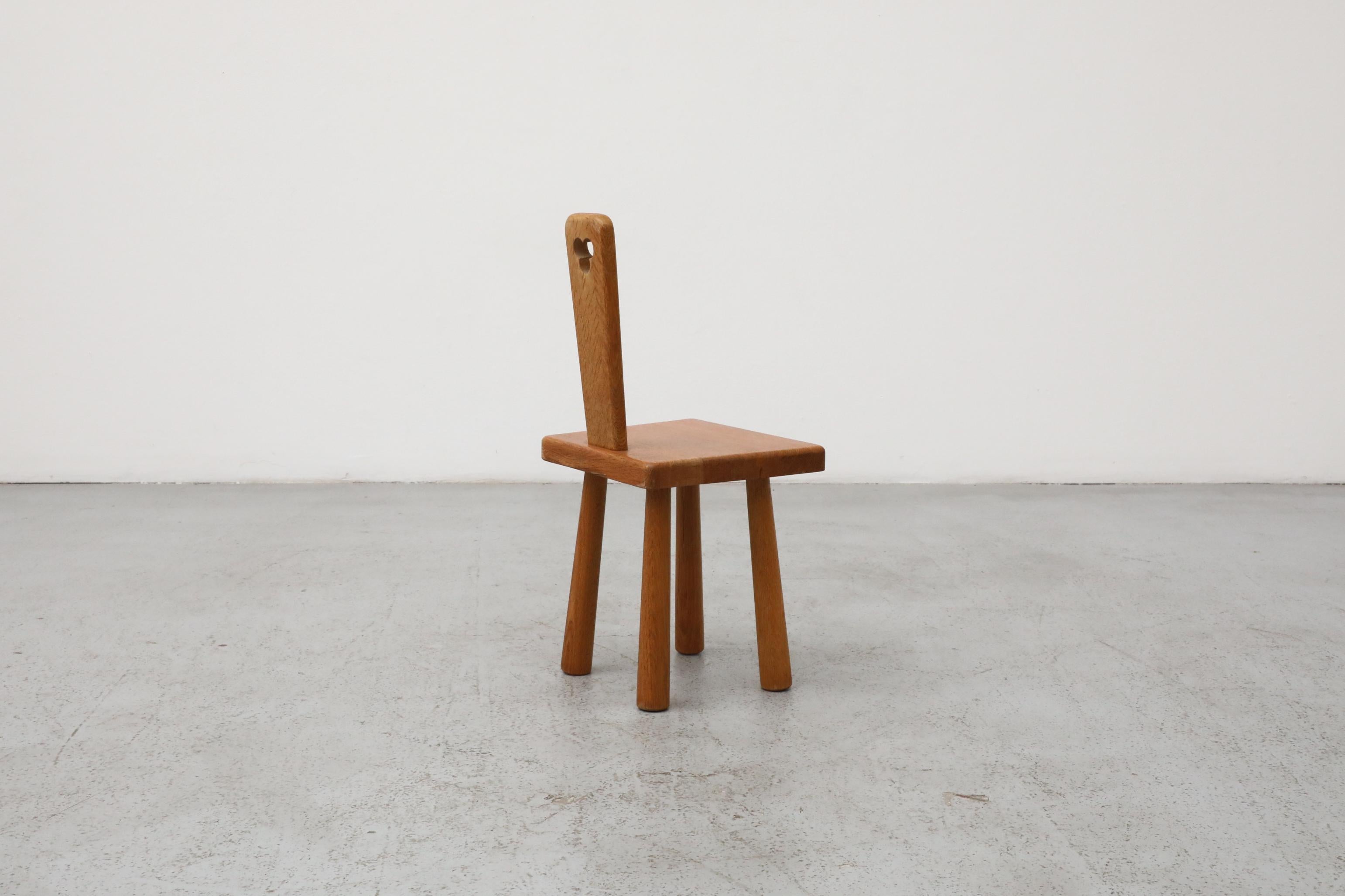 Mid-20th Century Mini Pierre Chapo Style Solid Oak Fireside Chair For Sale