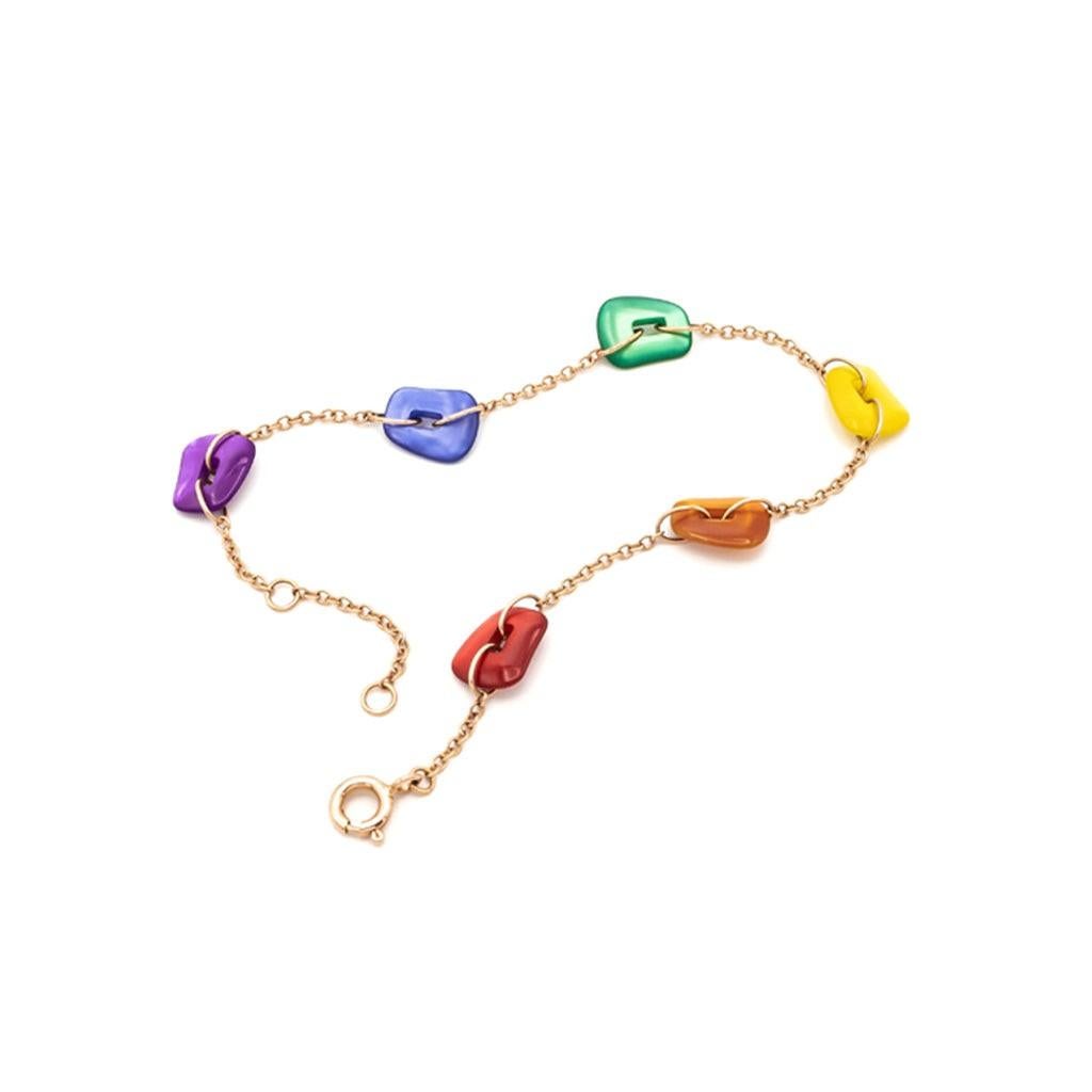 Mini Puzzle  Bracelet in 18k Rose Gold and pink saphhires For Sale 2
