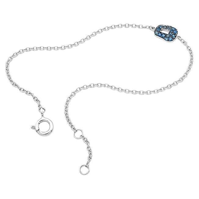 Mini Puzzle  Bracelet in 18k white Gold and blue saphhires
