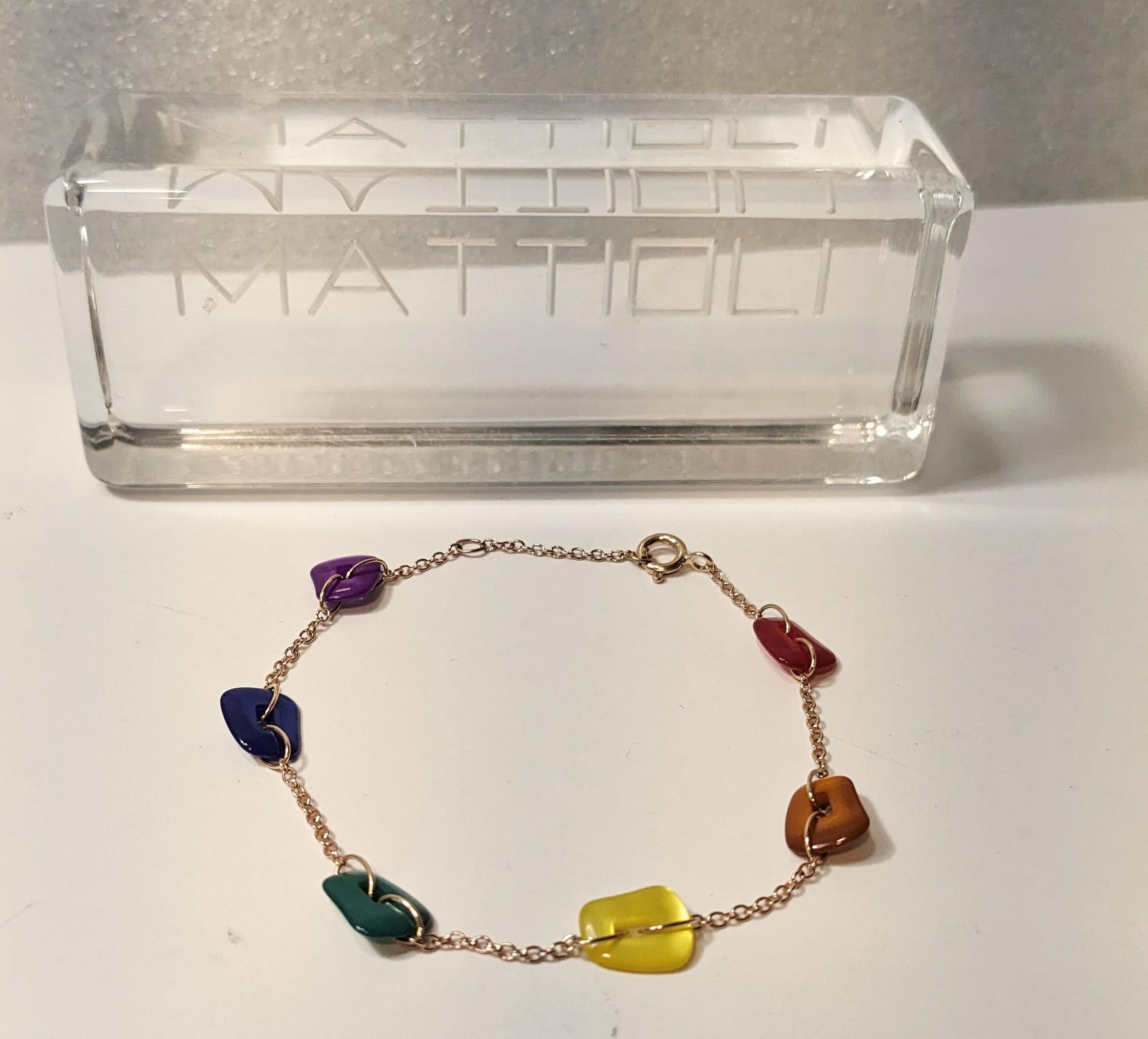 Pulsera Mini Puzzle Arco Iris en Oro Amarillo de 18k en venta 1