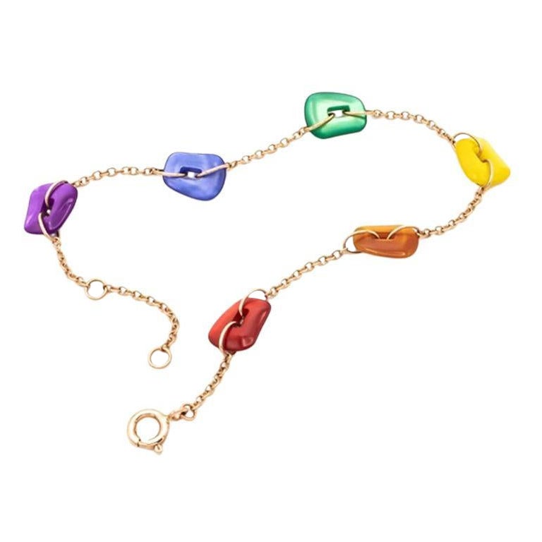 Pulsera Mini Puzzle Arco Iris en Oro Amarillo de 18k en venta