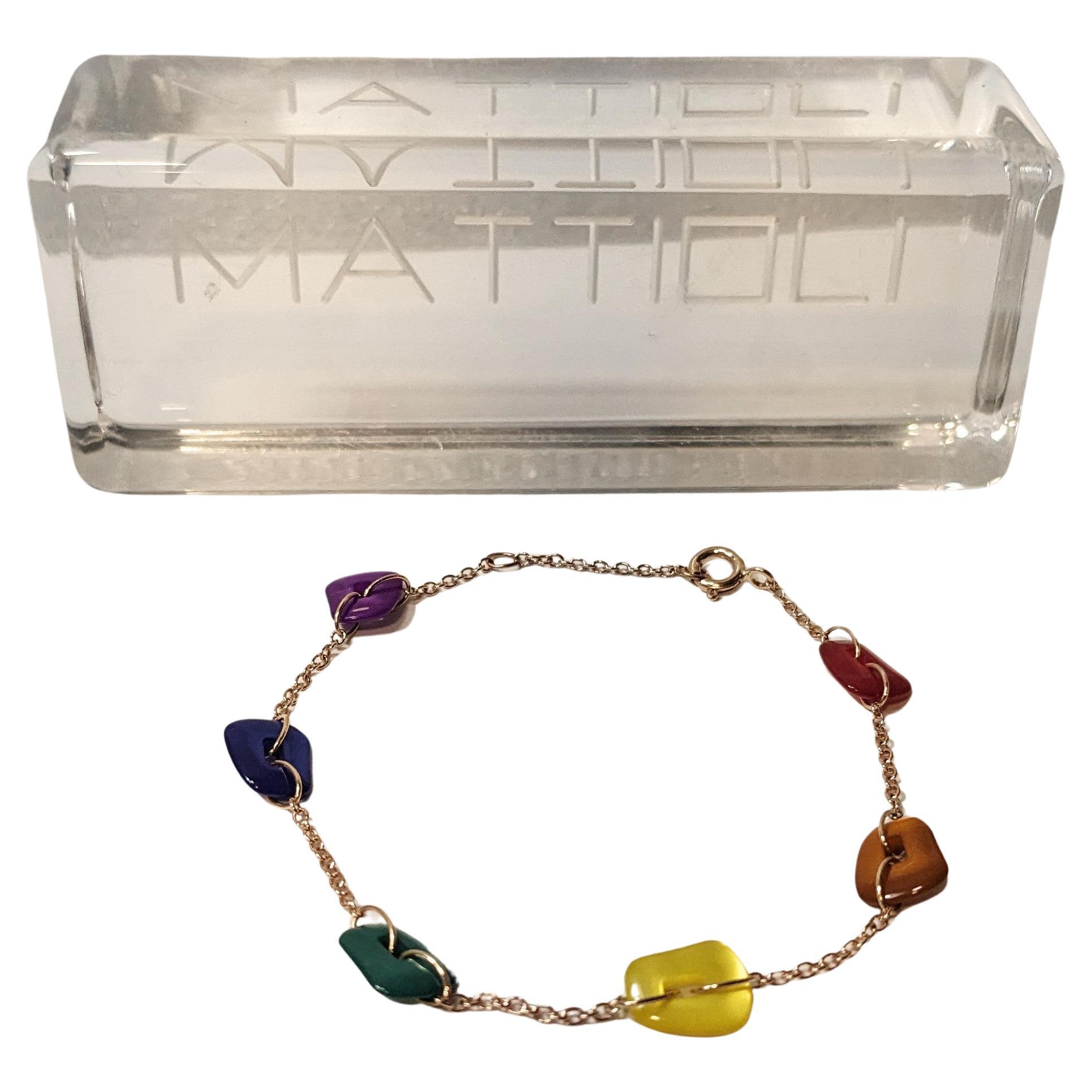 Uncut Mini Puzzle Rainbow Bracelet in Rose Gold For Sale