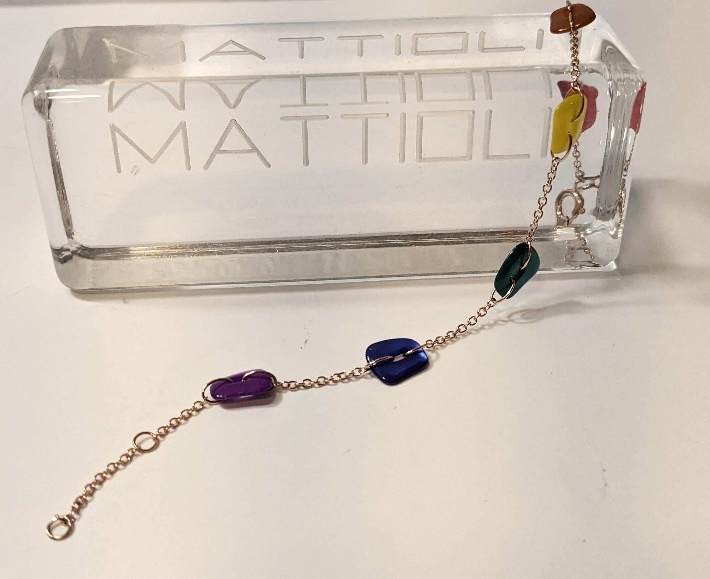 Women's Mini Puzzle Rainbow Bracelet in Rose Gold For Sale