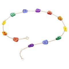 Mini Puzzle Regenbogen Halskette in 18k in Rose Gold