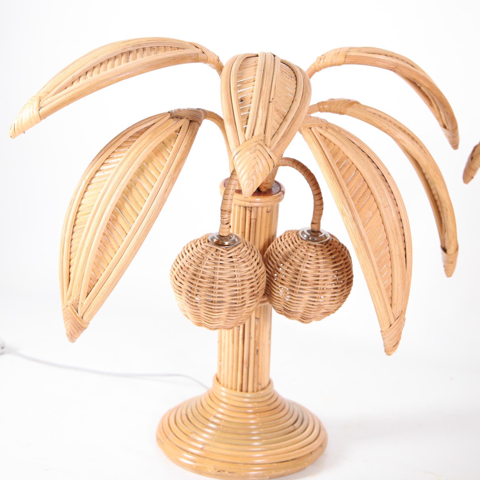 Mid-Century Modern Mini lampe en rotin noix de coco - palmier