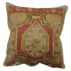 Mini Red Yellow Turkish Rug Pillow