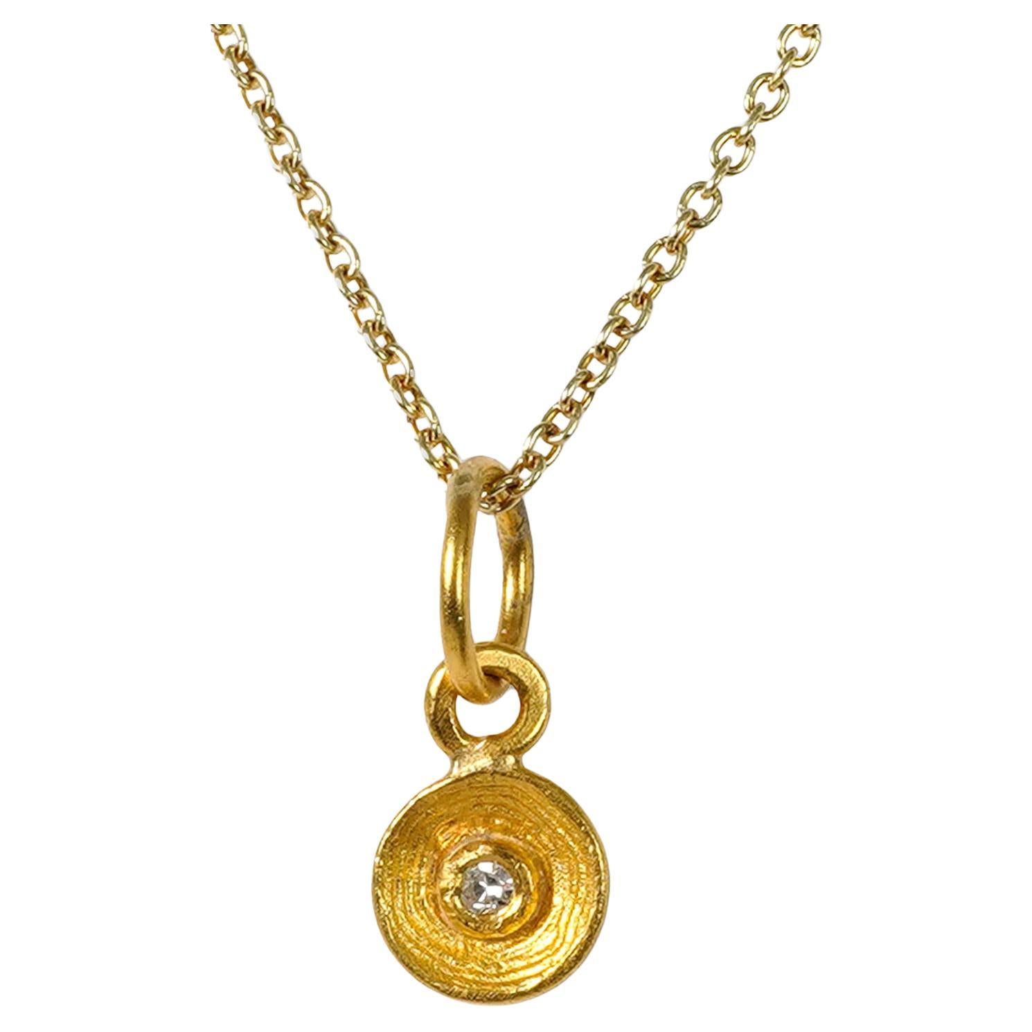 Mini, Rhythm or Circle of Life, Charm, Solid 24K Gold and 0.02ct Diamond For Sale