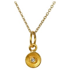 Mini, Ritmo o Círculo de la Vida, charm, oro macizo de 24 quilates y diamante de 0,02 ct