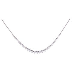 Mini-Riviera Tennis Necklace 1.62 Carats Graduated Diamonds in 14k White Gold