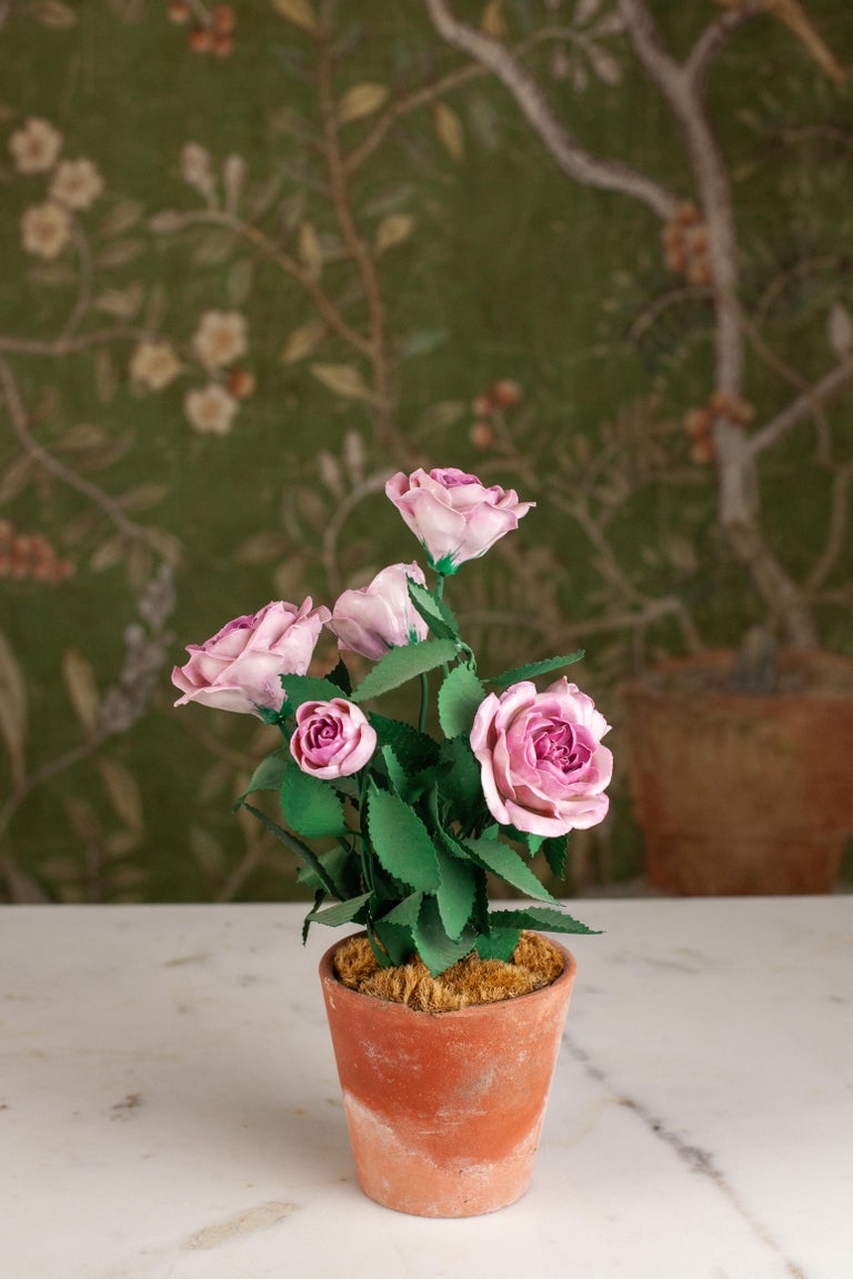 Hand-Painted French Porcelain Mini Rose For Sale