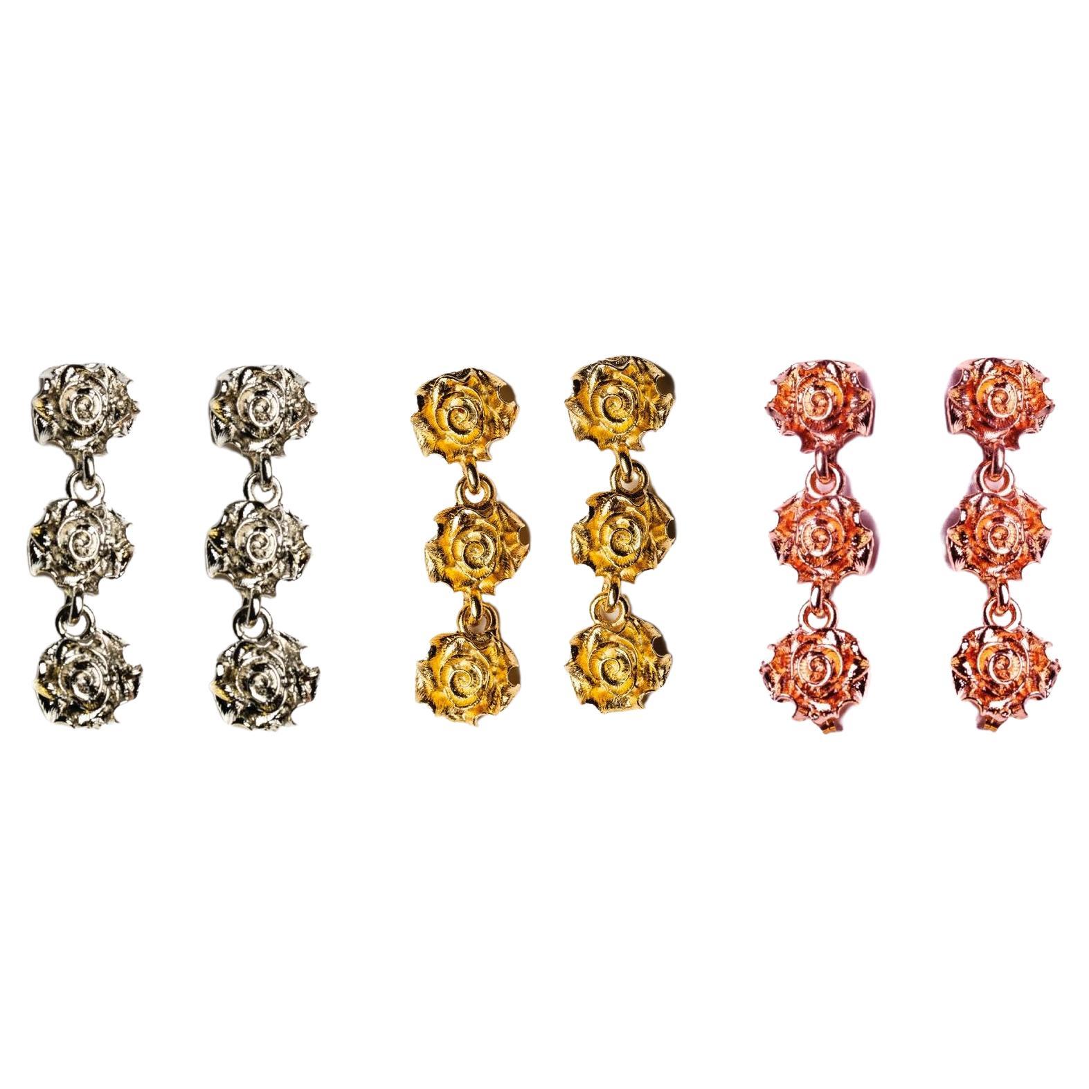 Mini Rosette Tri Stud Earrings For Sale