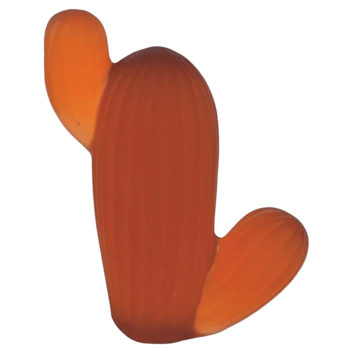 Mini Saguaro Cactus Sculpture in Dark Amber Glass For Sale