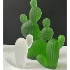 Mini Saguaro Cactus Sculpture in Forest Green Glass