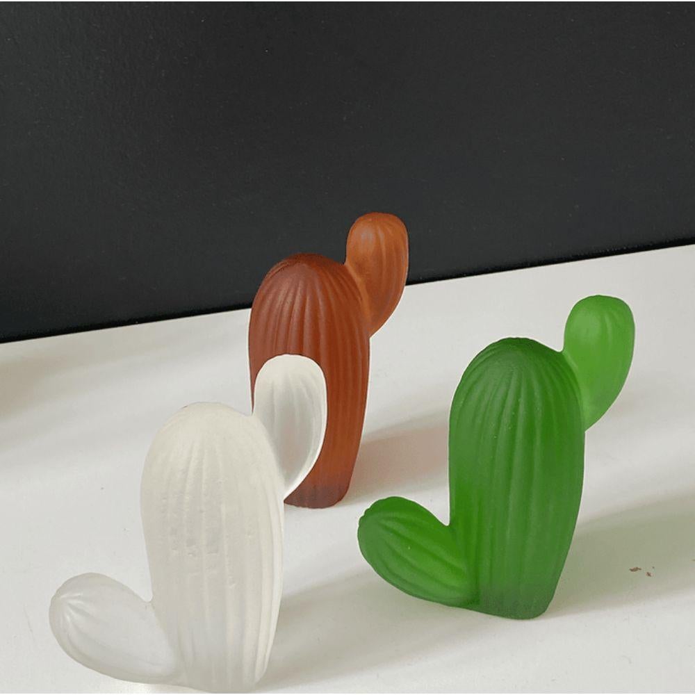 Mini Saguaro Cactus Sculpture in Forest Green Glass In New Condition For Sale In Istanbul, TR