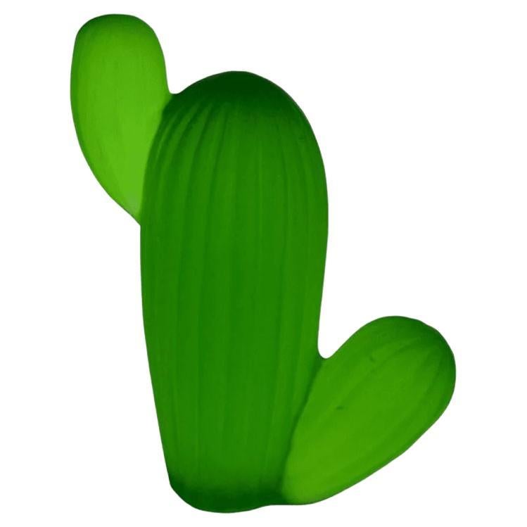 Mini scultura di cactus Saguaro in vetro verde foresta
