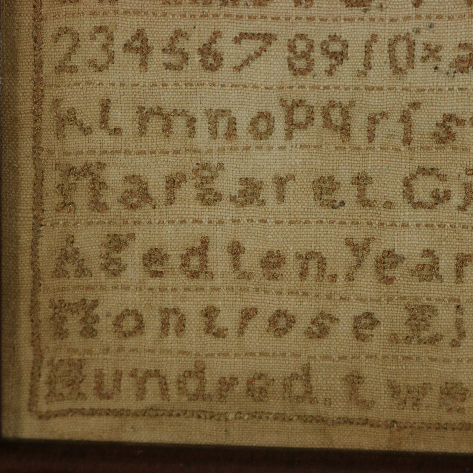 Linen Mini Scottish Sampler, 1821, by Margaret Gibson