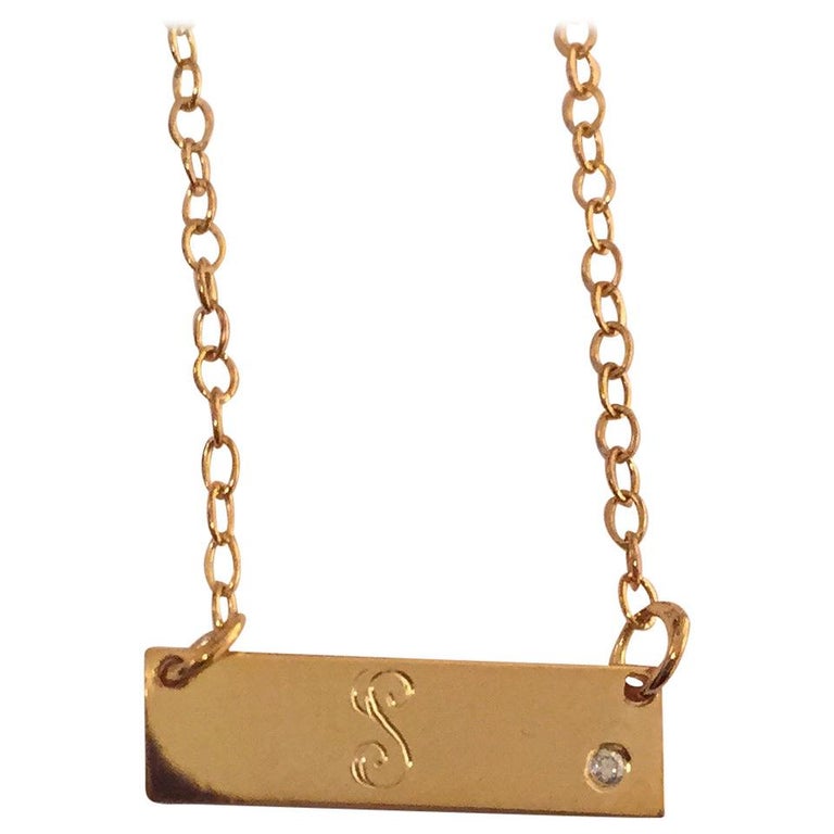 Mini Script Personalized Name Necklace shown with 2 names Gold Plated For Sale 9