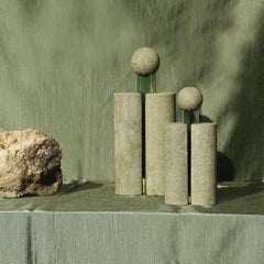 MINI Sculptural green vase with lid, for flowers, Italian craftsmanship