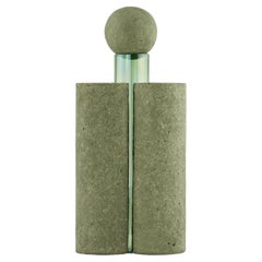 MINI Sculptural green vase with lid, for flowers, Italian craftsmanship
