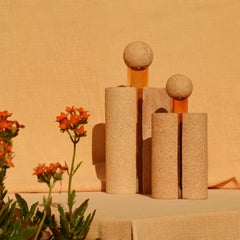 MINI Sculptural orange vase with lid, for flowers, Italian craftsmanship