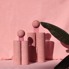 MINI Sculptural pink vase with lid, for flowers, Italian craftsmanship