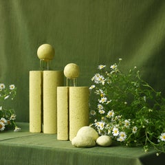 MINI Sculptural yellow vase with lid, for flowers, Italian craftsmanship