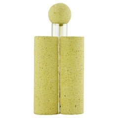 MINI Sculptural yellow vase with lid, for flowers, Italian craftsmanship