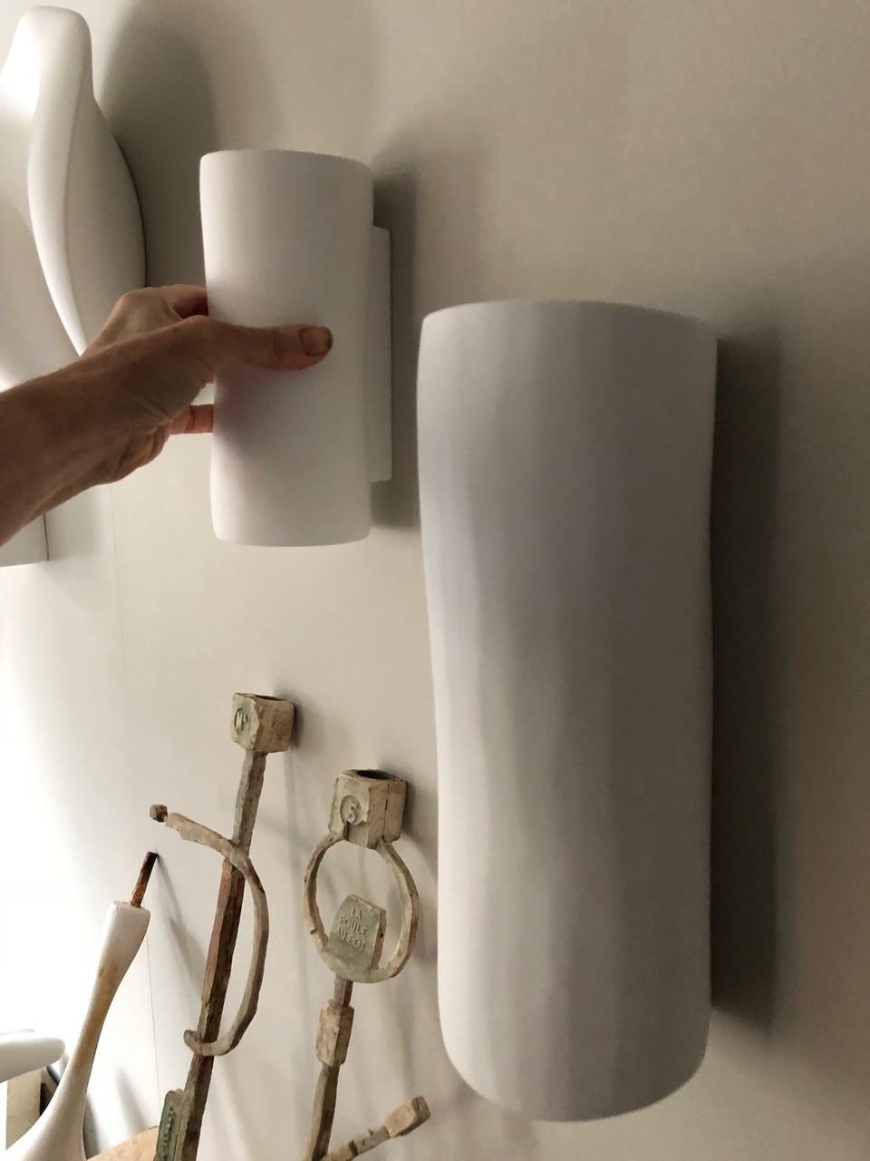 Molded Mini Serenity, Contemporary White Plaster Wall Sconce or Light, Hannah Woodhouse For Sale