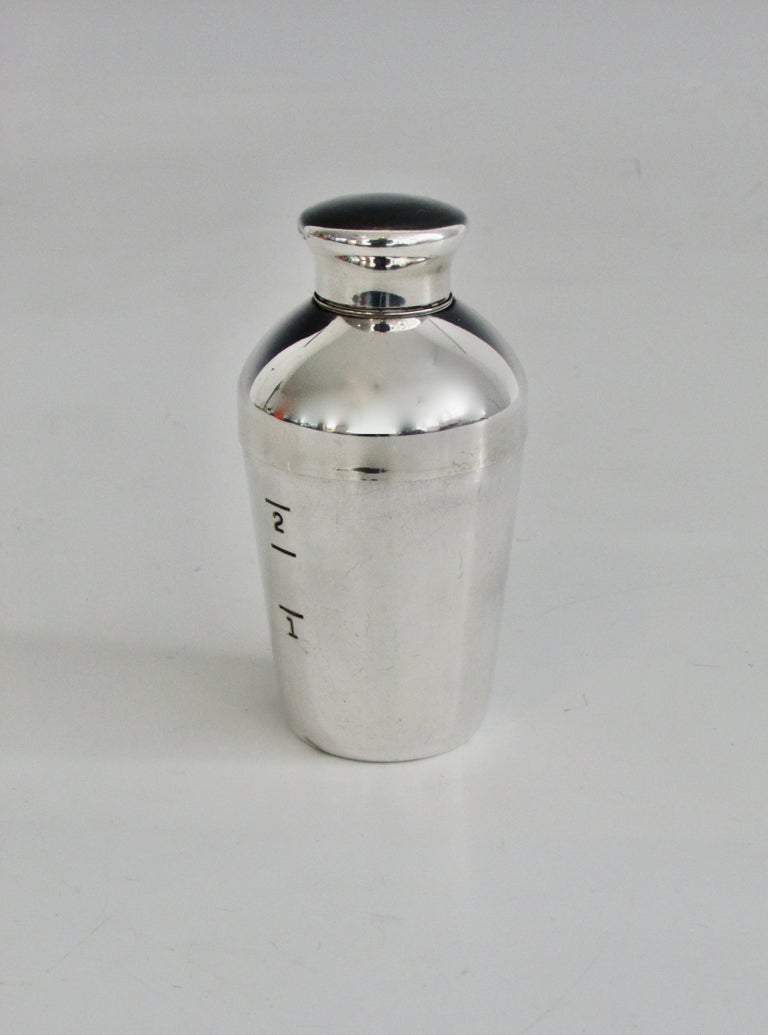 Mini Silver Plate Art Deco Shot Glass Size Jigger Cocktail Shaker by Napier In Good Condition For Sale In Ferndale, MI