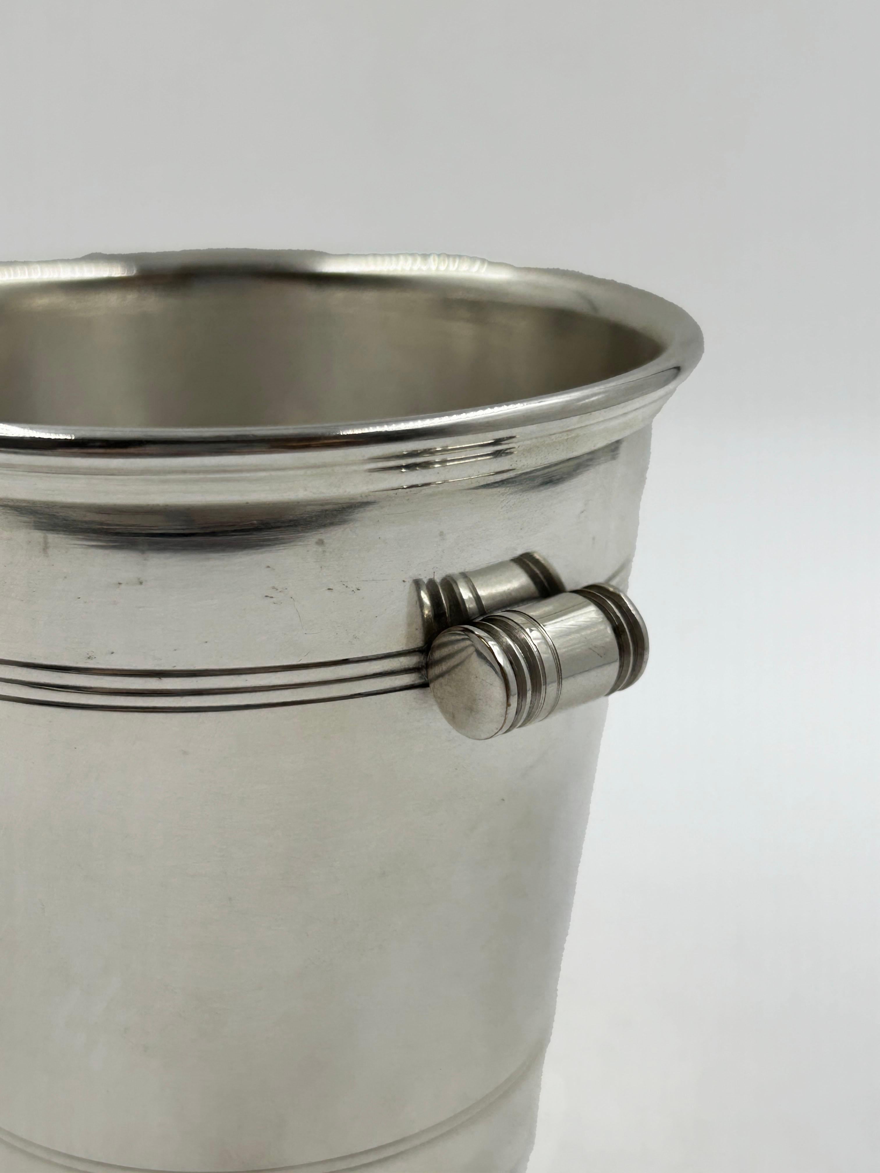 Art Déco Mini secchiello per il ghiaccio placcato in argento di Cartier, 20° secolo in vendita