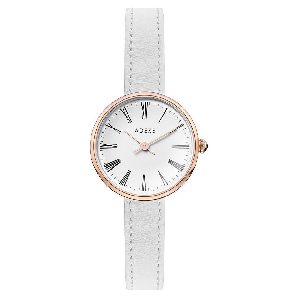 Mini montre Sistine en cuir blanc neige à quartz, avec bracelets supplémentaires offerts en vente