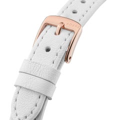 Mini Sistine Snow White Leather Quartz Watch, 'Complimentary Extra Straps'