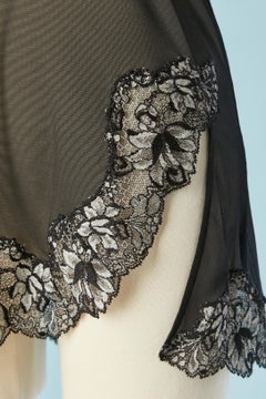 Minivestido de tul negro y encaje blanco y negro Malizia by La Perla NUEVO