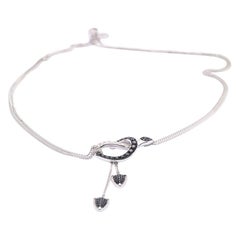 Mini Snake 18 Karat White Gold Choker Necklace with Black and White Diamonds