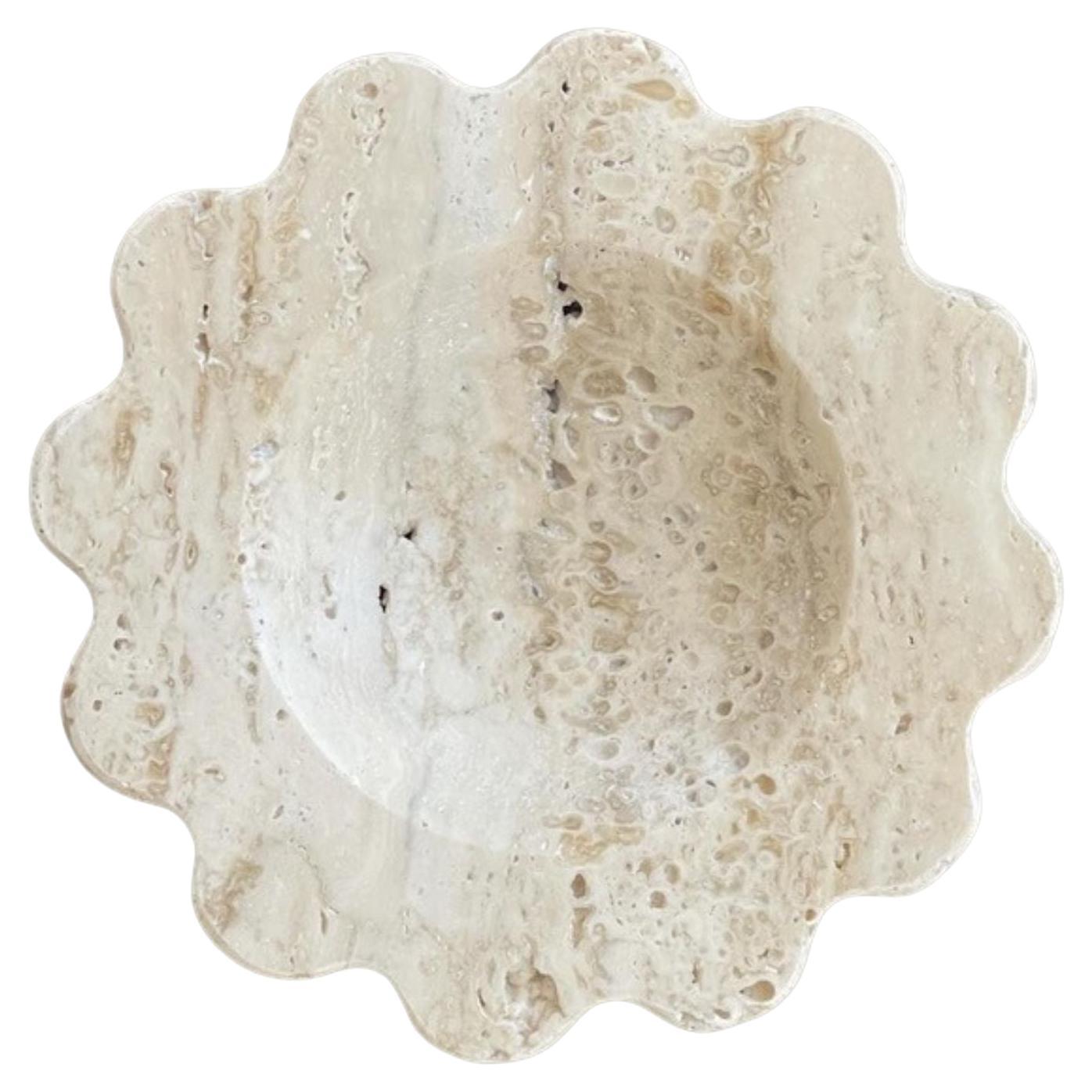 Mini Sun: Scooped Dish in Whipped Travertine by Anastasio Home For Sale