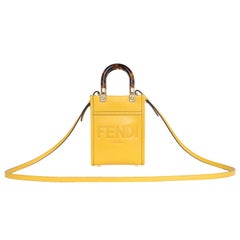 Fendi Yellow Leather Mini Sunshine Shopper Crossbody Bag