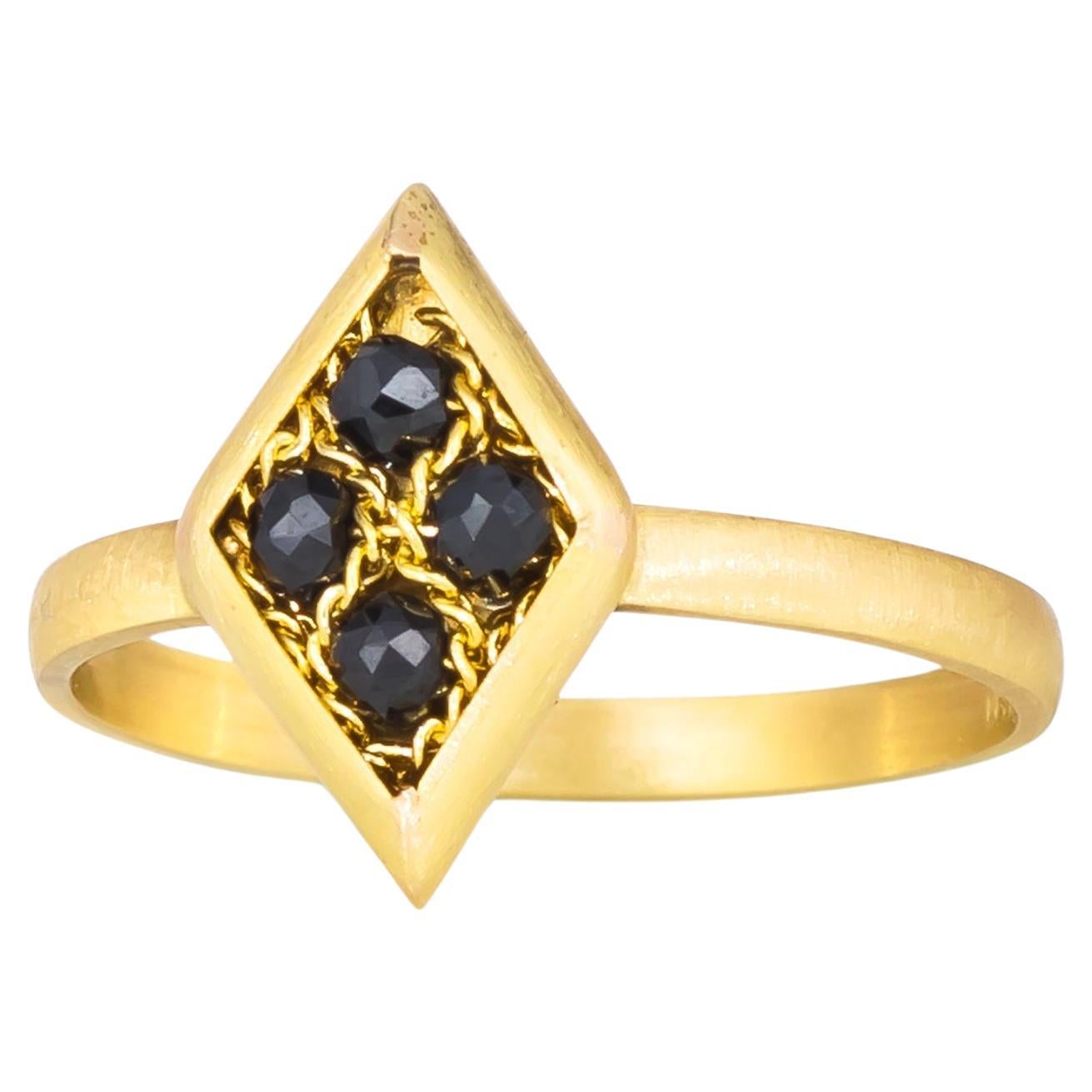 Mini Textile Ring in Black Diamond For Sale