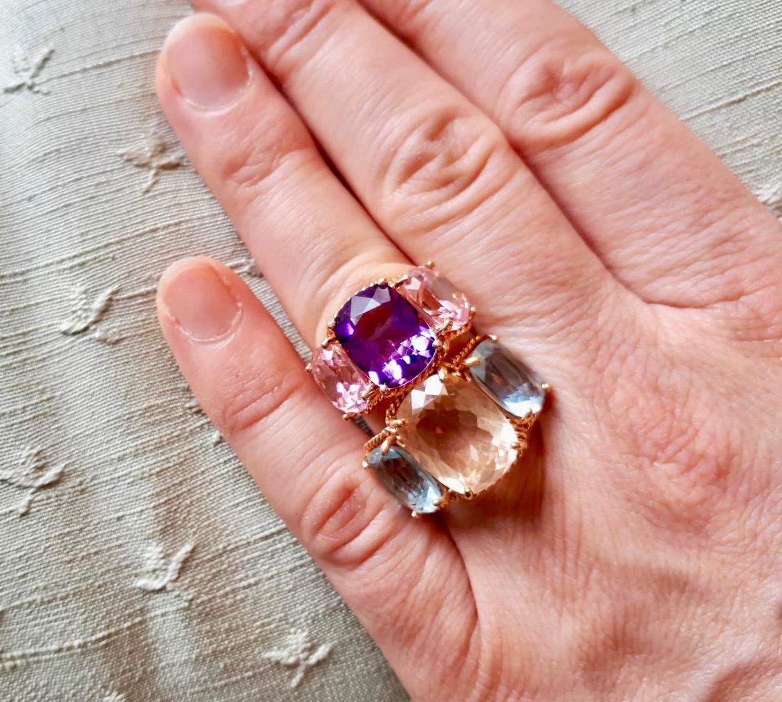 three stone amethyst ring