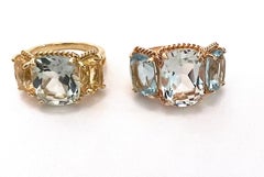 Mini Three-Stone Rope Twist Ring with Green Amethyst and Citrine