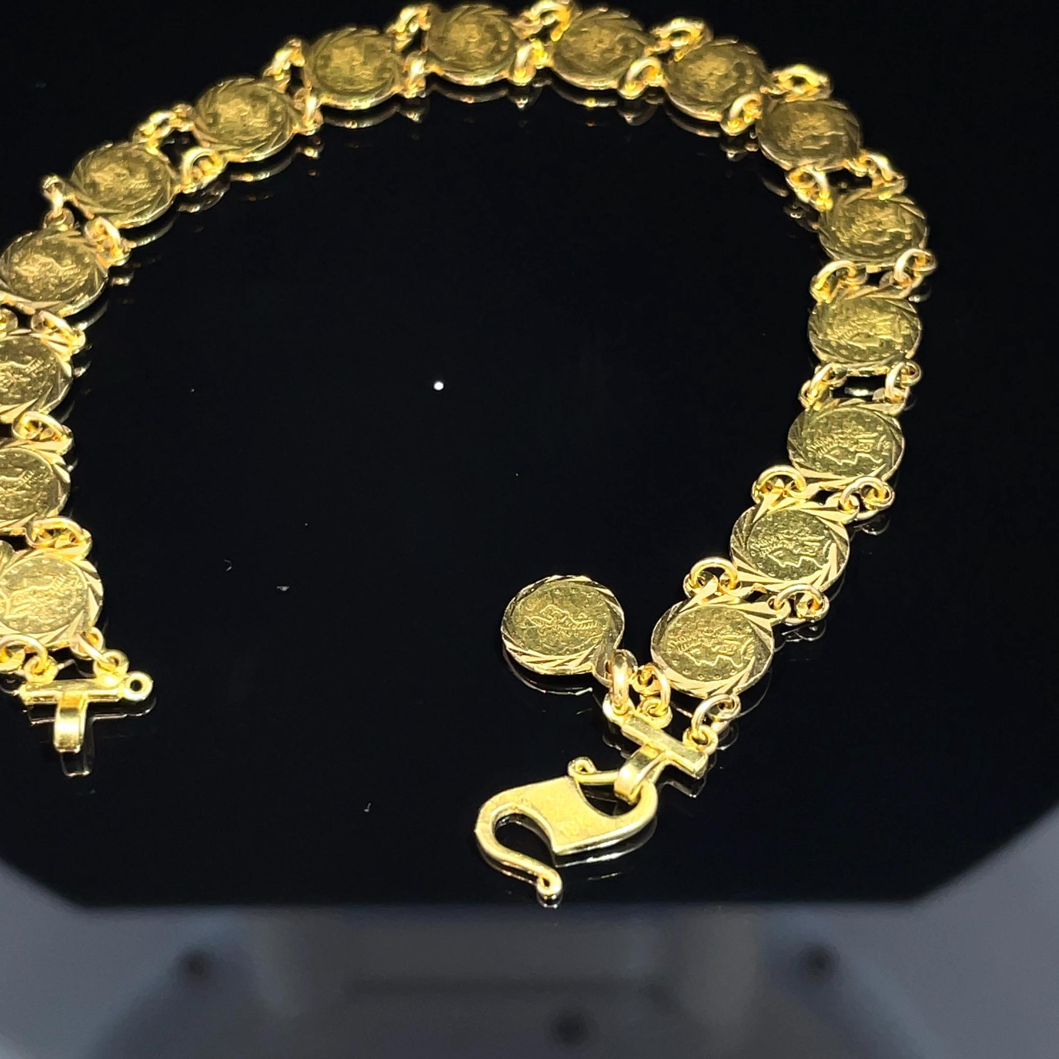 Pulsera Mini Tokens de Oro Amarillo de 18k en venta 7