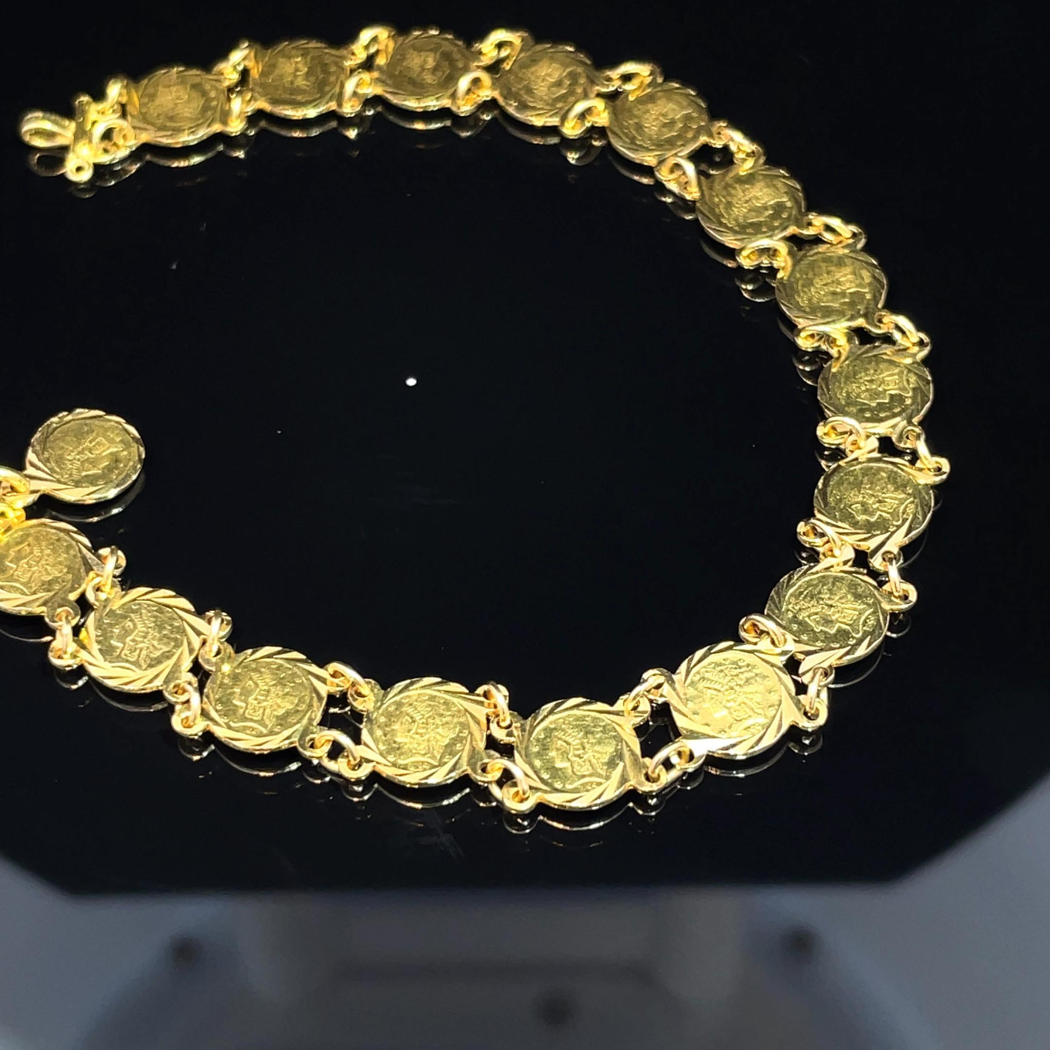 Pulsera Mini Tokens de Oro Amarillo de 18k en venta 8