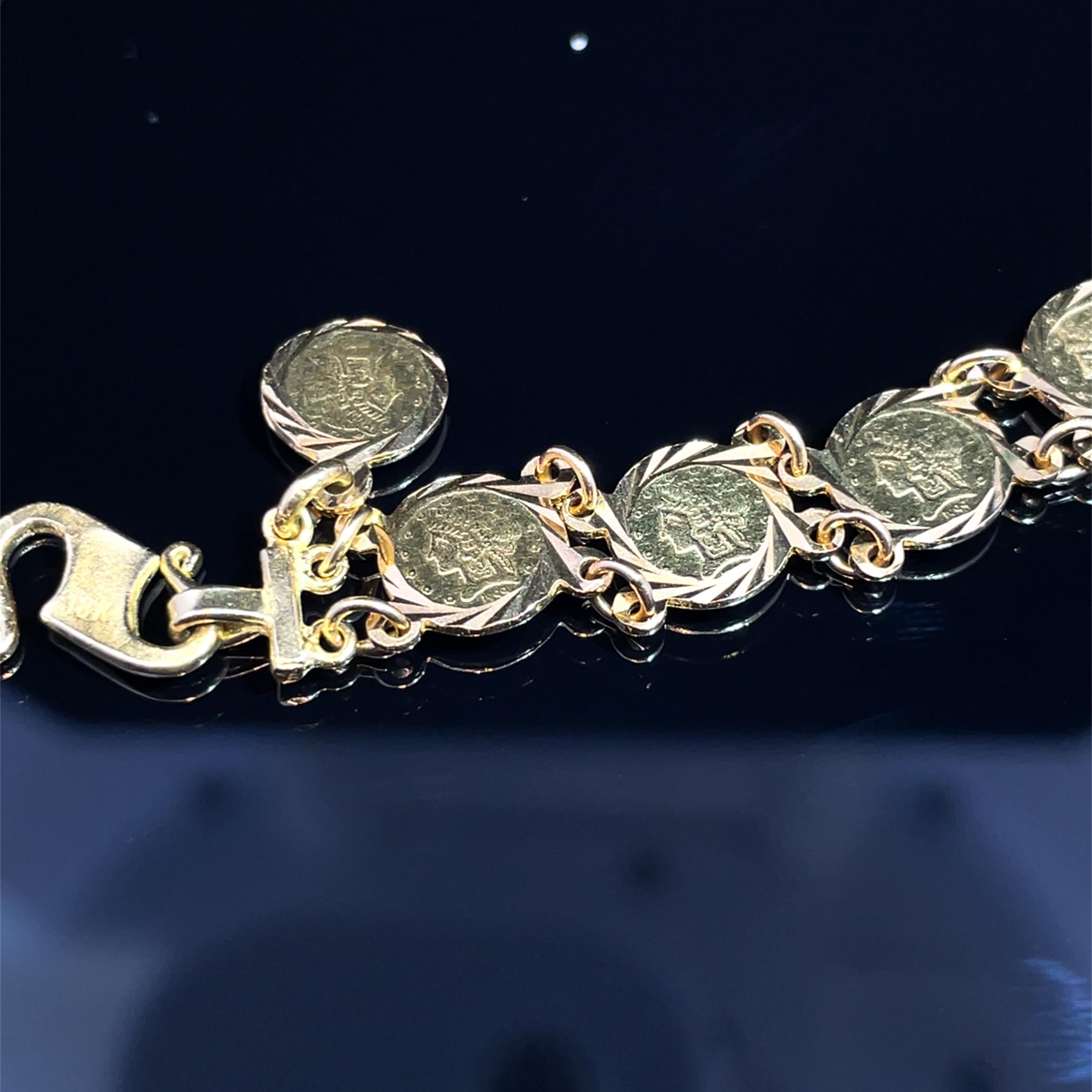Pulsera Mini Tokens de Oro Amarillo de 18k en venta 3